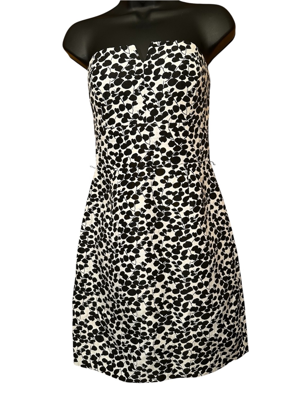 Max & Cleo Strapless Black and White Printed A-Line Dress size 4